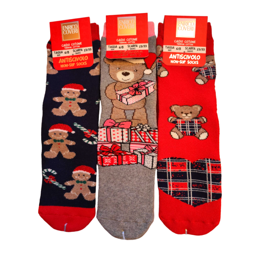 ENRICO COVERI Rutschfeste Kindersocken mit Weihnachtsmotiv