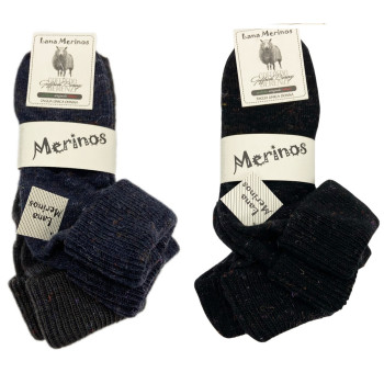 Chaussettes courtes d'hiver femme en laine mérinos avec revers