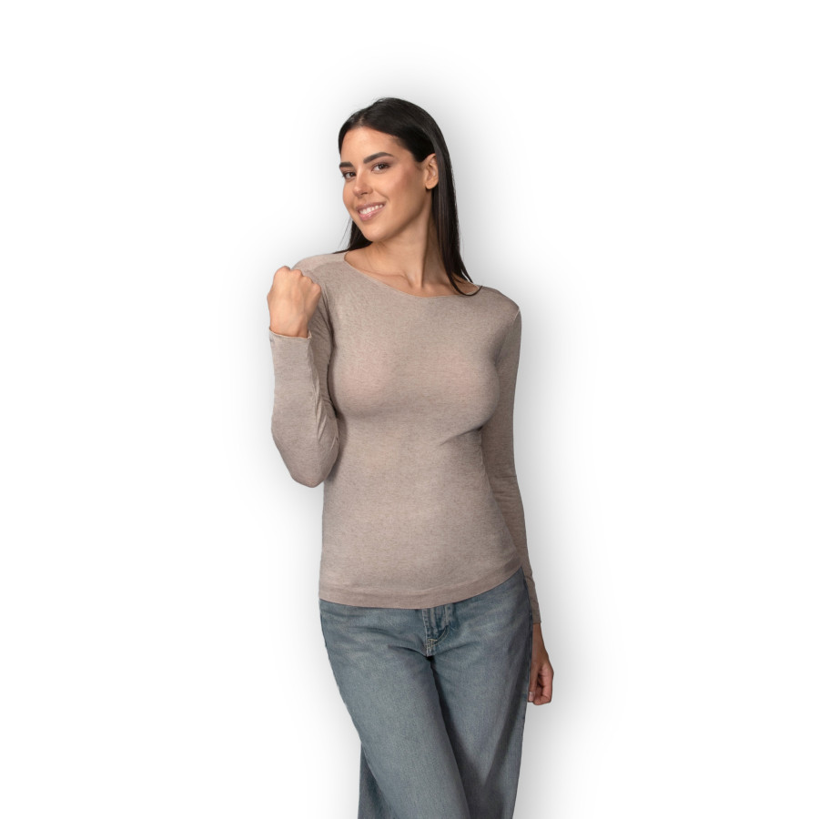 Jersey de mujer INTIMIDEA de modal y cashmere con cuello redondo