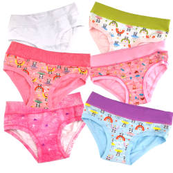 (6pcs) slips fille en coton élastique à motifs EMY
