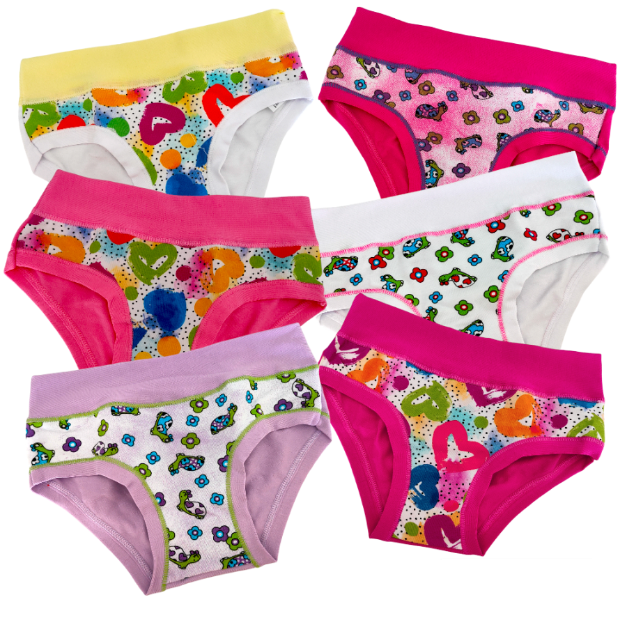 (6pcs) slips fille en coton élastique à motifs EMY