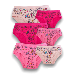 (6pcs) slips fille en coton élastique à motifs EMY