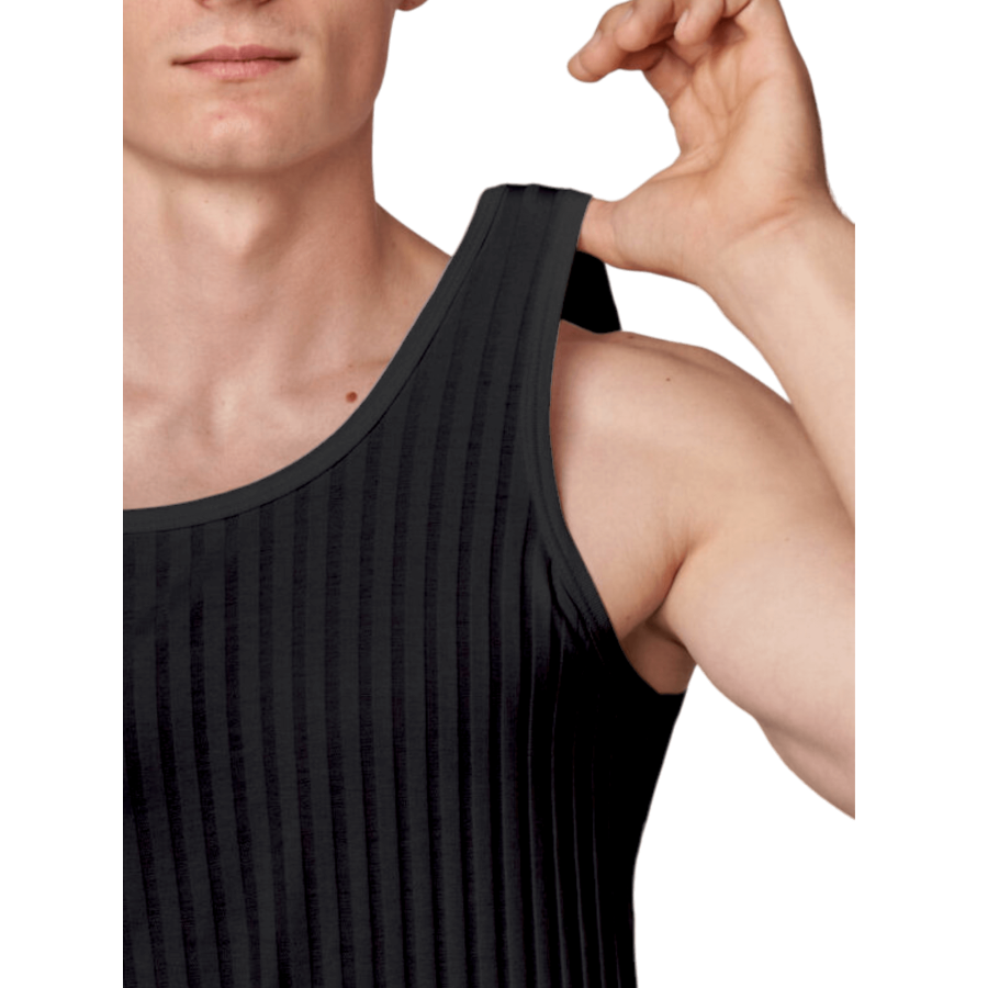 GICIPI Herren-Tanktop mit weit geripptem schottischem Lisle-Muster