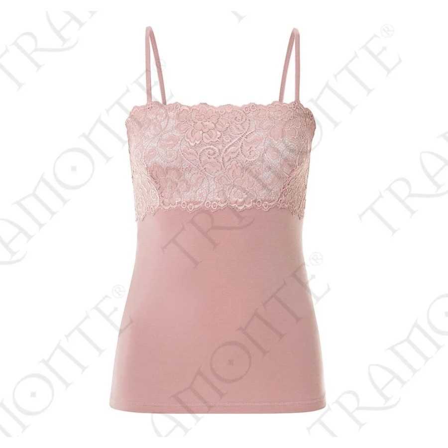 Top spalla stretta in Modal con Pizzo davanti