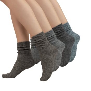 Chaussettes courtes d'hiver femme en laine et alpaga avec...