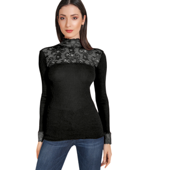 EGI pleated wool and microfibre underjacket with lace collar