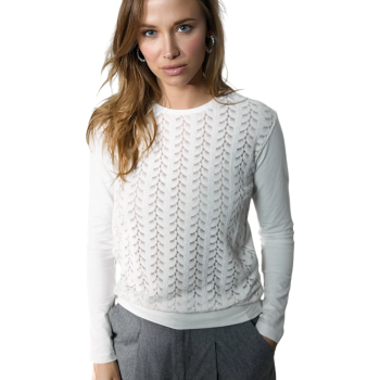 Soft winter cotton sweater with woven texture