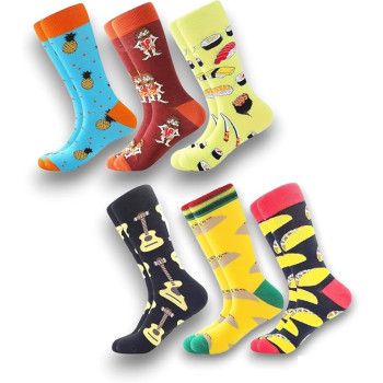 (6pcs) Long socks in warm cotton, patterned according to...