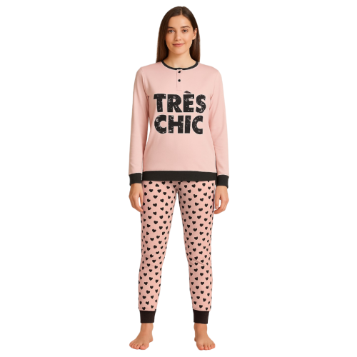 SINGULAR Winterpyjama „Tres Chic“ aus Fleece-Baumwolle
