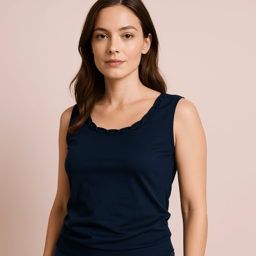 Women's wide shoulder cotton tank top CHIARO DI LUNA