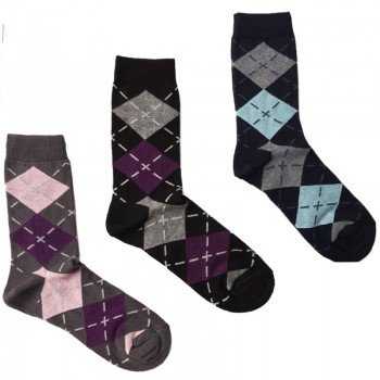 (3 pairs) Warm cotton socks MASK-SOCK Checkered