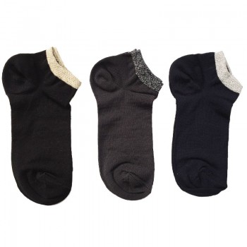 (3 paires) Chaussettes MASK-SOCK en coton élastique avec bord LUREX