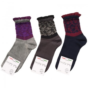 (3 Paar) Warme Baumwollsocken MASK-SOCK Blumennetz