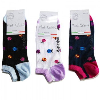 (3 pares) Fantasmas de algodón elástico Ladybug MASK-SOCK