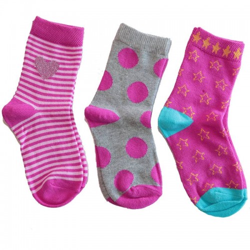 (3 paires) Chaussettes chaudes et colorées en coton pour fille