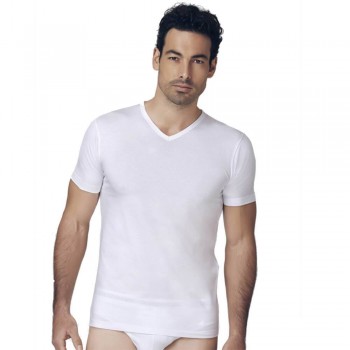 NOTTINGHAM T-shirt col V en coton bi-stretch