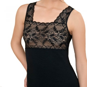 Pure cotton tank top with lace flounce ANTONELLA 61199