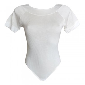 Short-sleeved ribbed boat neck bodysuit CHIARO DI LUNA