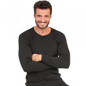 Chemise thermique homme manches longues en laine et microfibre