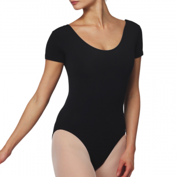 Short sleeve décolleté microfiber bodysuit Made in Italy