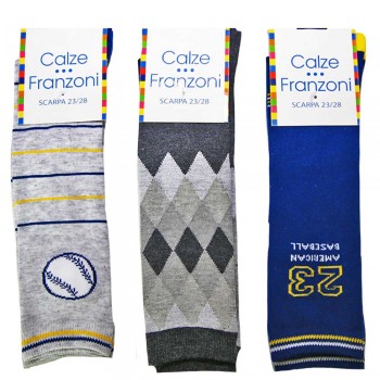 (3 pairs) Colorful long warm cotton socks for children