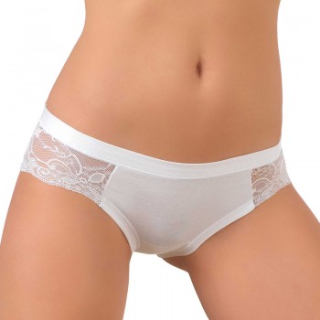 (6pcs) Slip taille basse en coton et modal avec dentelle JADEA