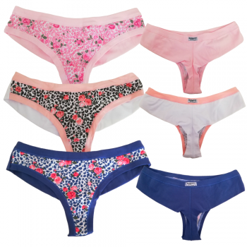 (6pcs) LOVELYGIRL patterned cotton girl thong panty