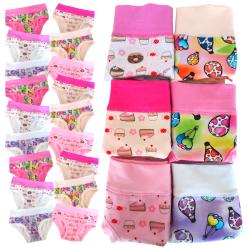 (6pcs) slips fille en coton élastique à motifs EMY