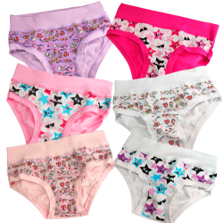 (6pcs) slips fille en coton élastique à motifs EMY